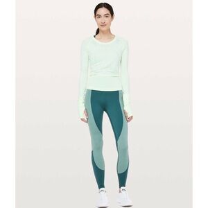 Lululemon Wake And Train High-Rise Tight Size 10 Green Jasper/Frosted Pine